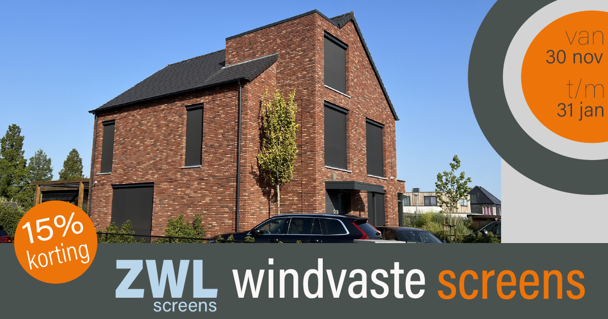 ZWL screens actie bij Voorberg Zonwering BV. 15% korting op windvaste & isolerende screens in december 2024 en januari 2025! Breng een bezoek aan onze showroom in Maassluis. Voorberg Zonwering BV Wagenstraat 27-29 3142 CR Maassluis T: 010 - 592 29 76