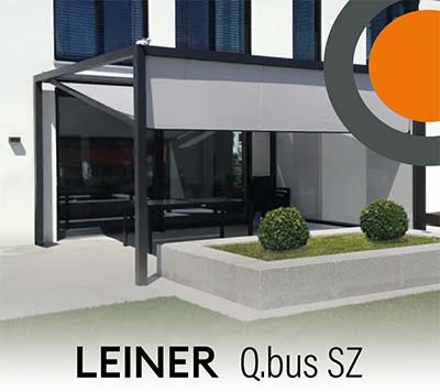 Leiner Q.bus SZ textieldak, pergolazonwering, textiele overkapping, cabrio overkapping, ook voor vrijstaande terrassen