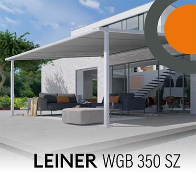 Leiner WGB350SZ textieldak, pergolazonwering, textiele overkapping, cabrio overkapping, windstabiel, voor grote tuin terrassen, voor penthouse balkon terrassen